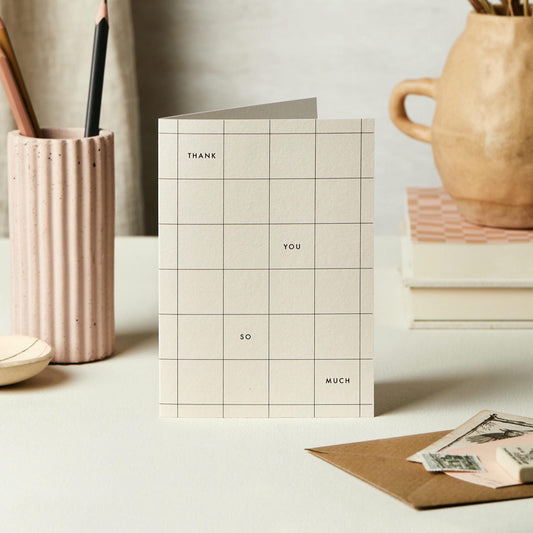 Katie Leamon Ivory Grid Thank You Card