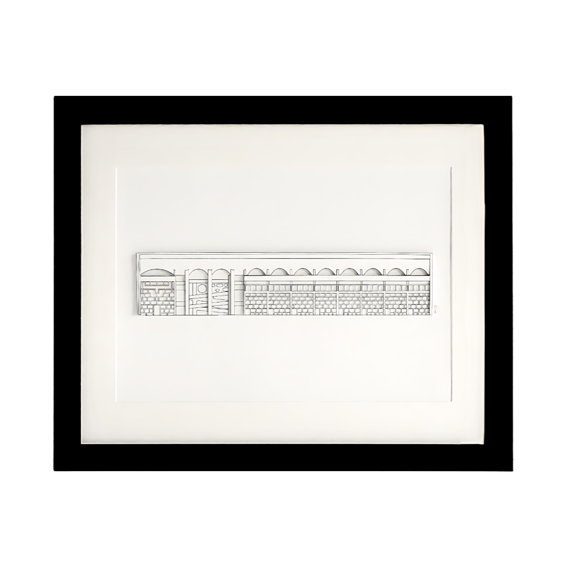 minima. A3 Palace of Justice by Le Corbusier, Chandigarh 3D Framed Illustration Ex-display
