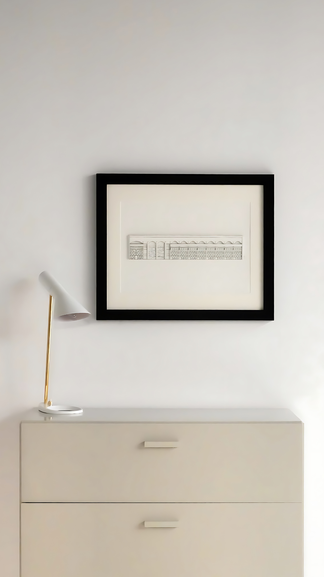 minima. A3 Palace of Justice by Le Corbusier, Chandigarh 3D Framed Illustration Ex-display