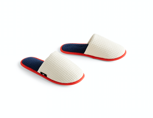HAY Waffle Bathrobe Slippers Cream Multi