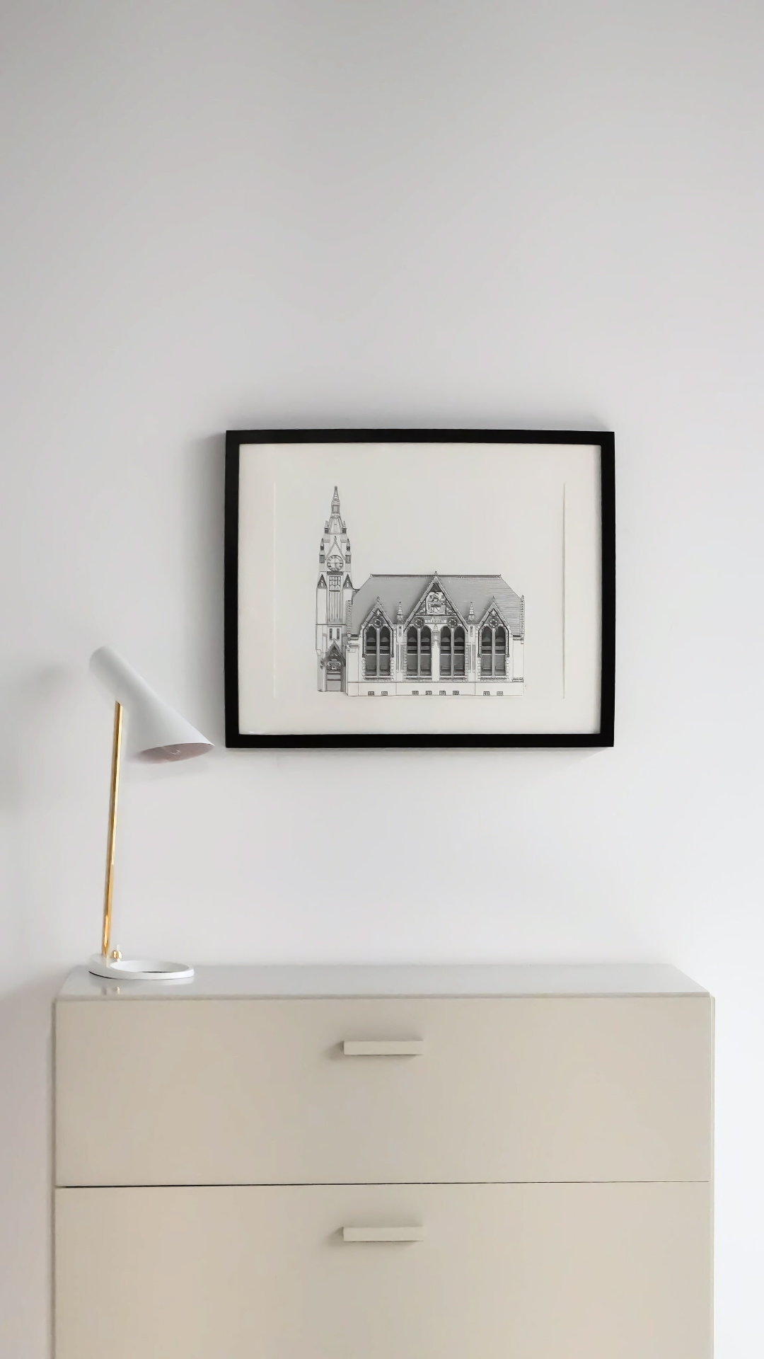 minima. A3 Spring Hill Library, Birmingham, 3D Framed Illustration Ex-display