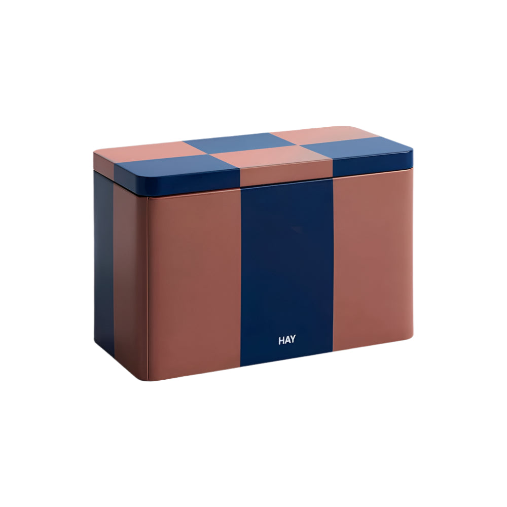 Hay Tin Container - Brown and Midnight Blue