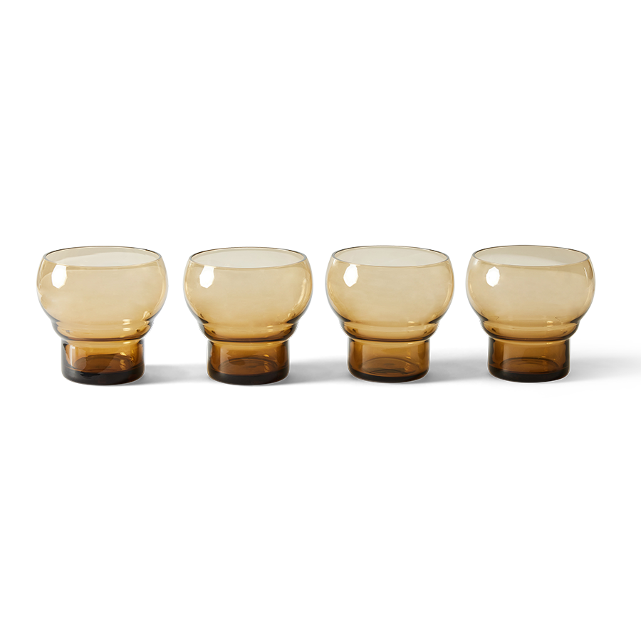 HKLiving 70s Bulb Glasses: Amber, set of 4
