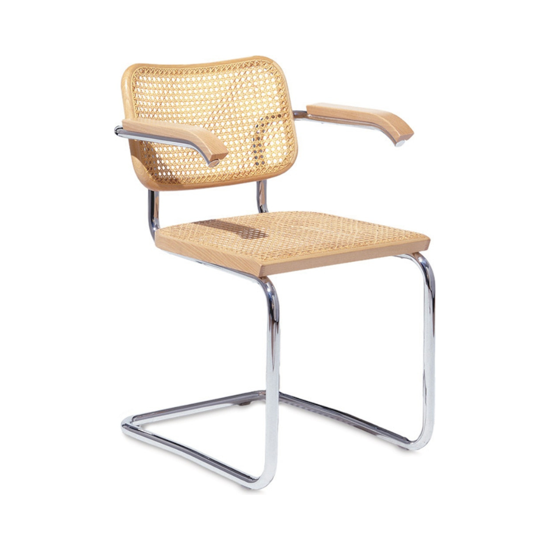 Knoll Cesca Chair with Arms - Cane Seat & Back