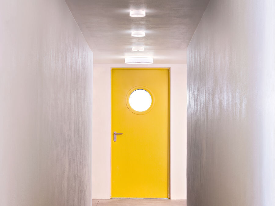 Flos Mini Button Wall Light: Glass