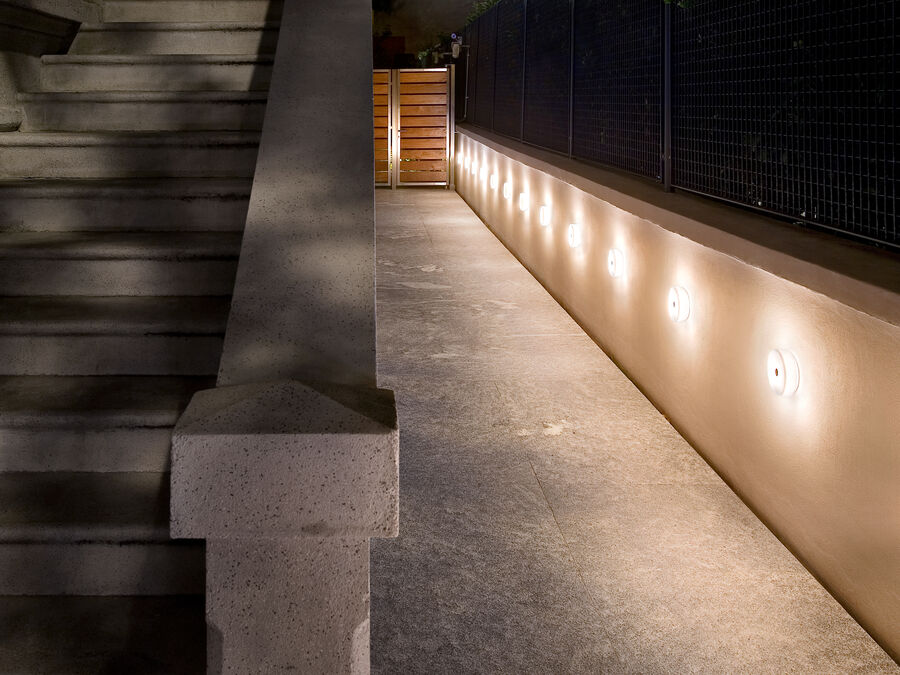 Flos Mini Button Wall Light: Glass
