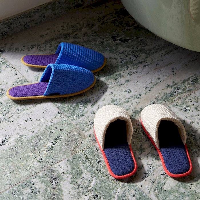 HAY Waffle Bathrobe Slippers Cream Multi