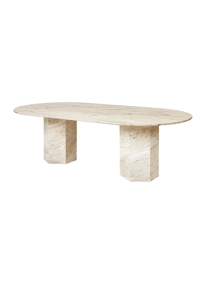 GUBI Epic Dining Table - Elliptical, Travertine
