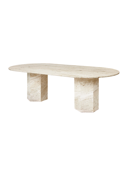 GUBI Epic Dining Table - Elliptical, Travertine