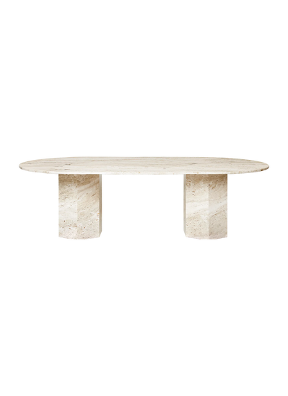 GUBI Epic Dining Table - Elliptical, Travertine