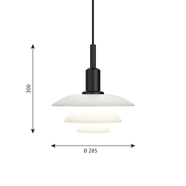 Louis Poulsen PH 3/3 Pendant Lamp: White Opal Glass. Ex-Display