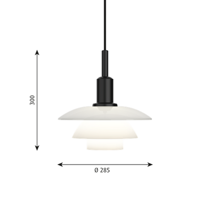 Louis Poulsen PH 3/3 Pendant Lamp: White Opal Glass. Ex-Display