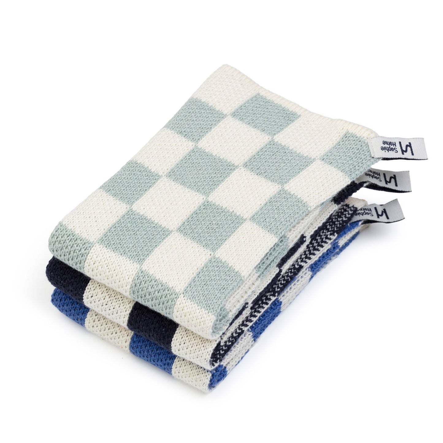 Sophie Home Reusable Checked Dishcloths: Cobalt