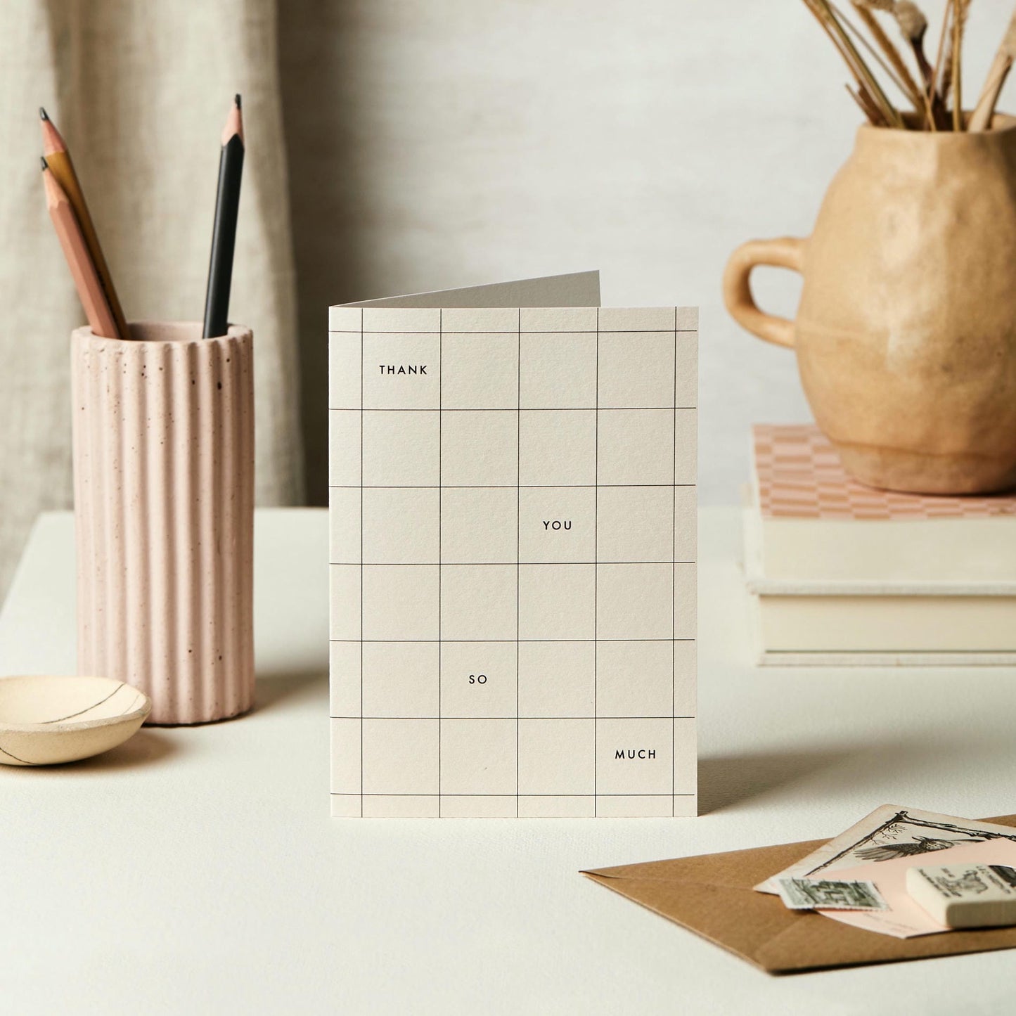 Katie Leamon Ivory Grid Thank You Card