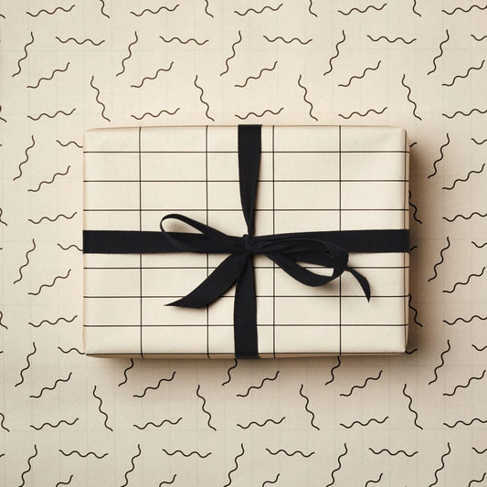 Katie Leamon Ivory Grid & Squiggle Gift Wrapping Paper