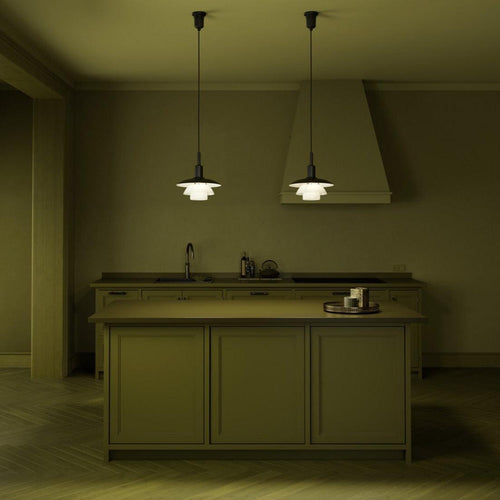 Louis Poulsen PH 3/3 Pendant Lamp: White Opal Glass. Ex-Display