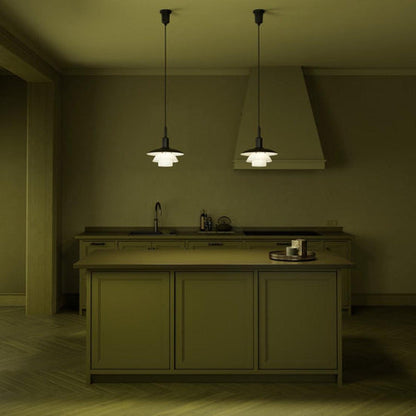 Louis Poulsen PH 3/3 Pendant Lamp: White Opal Glass. Ex-Display