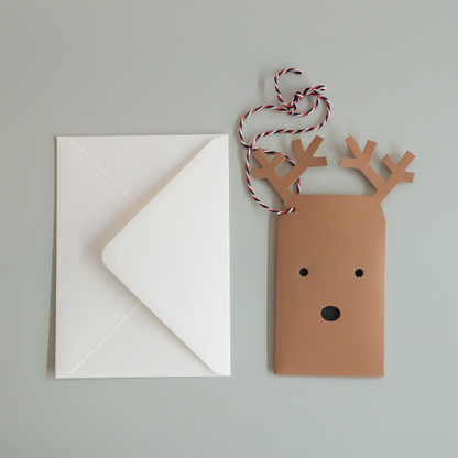 Cut & Make Reindeer Envelope Gift Tag / Christmas Card