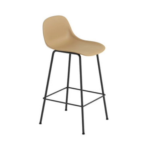 Muuto Fiber Bar Stool With Backrest and Tube Base 75cm