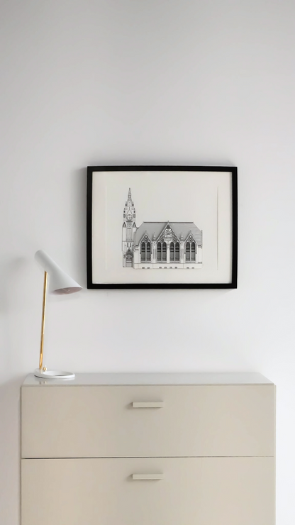 minima. A3 Spring Hill Library, Birmingham, 3D Framed Illustration Ex-display