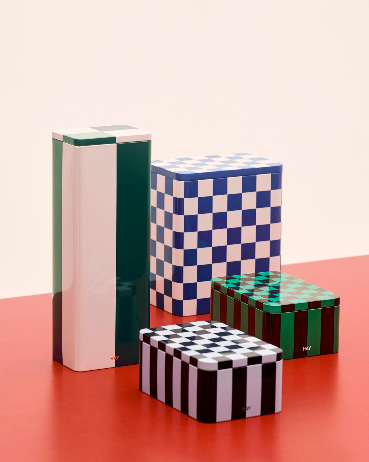 Hay Tin Container - Slim Green and Off-white