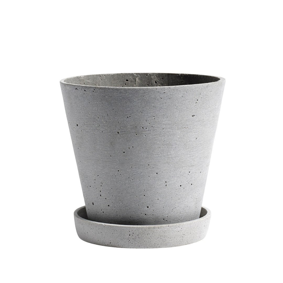 Hay Flower Pot with Saucer Grey