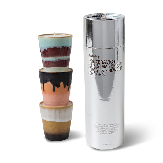 HKLiving 70s Ceramics: Mini Christmas Candle Gift Set