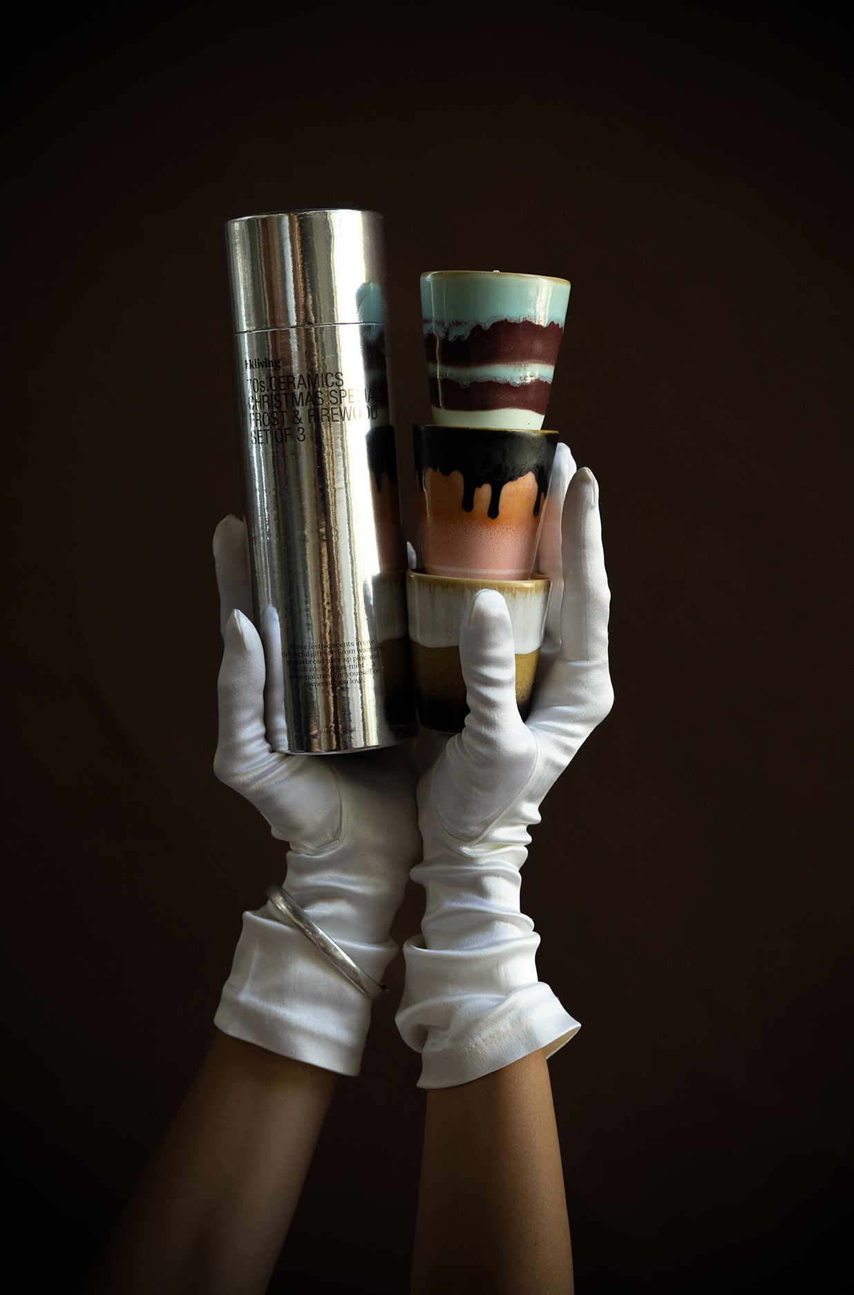 HKLiving 70s Ceramics: Mini Christmas Candle Gift Set