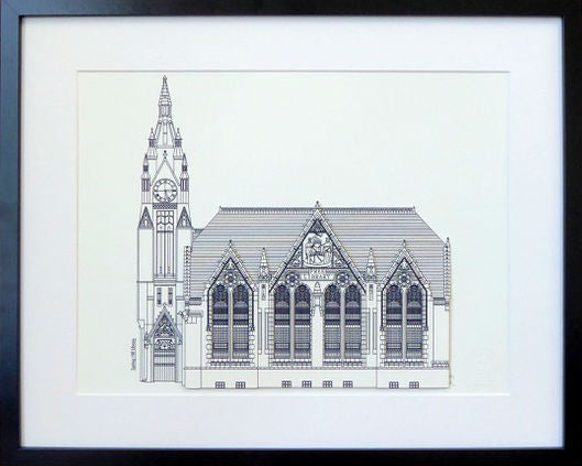 minima A3 Spring Hill Library Birmingham 3D Illustration Framed