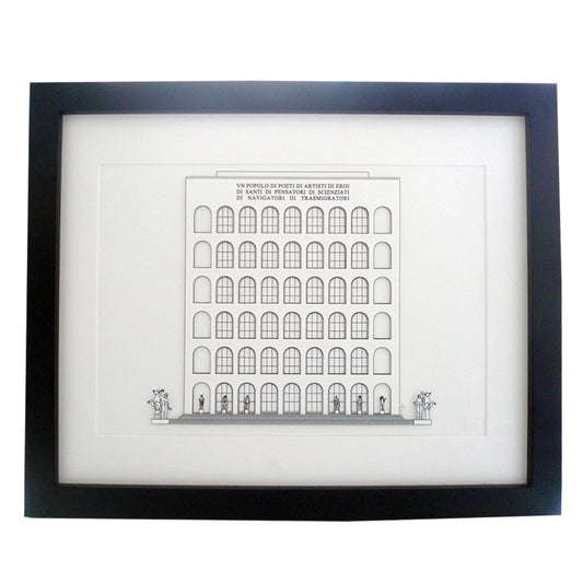 A3 Palazzo della Civilta, Rome, 3D Framed Illustration