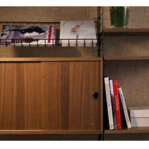 string walnut and black shelving system minima birmingham designer contemporary furniture