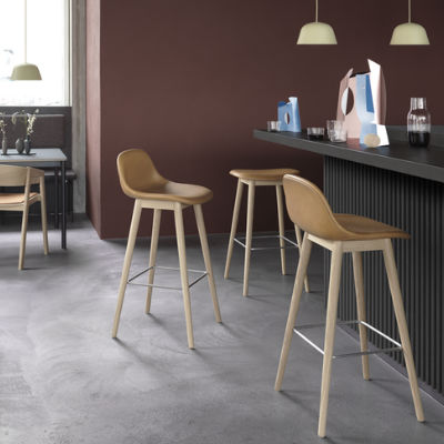 Muuto Fiber Stool Wood Base Lifestyle Contemporary Designer Furniture