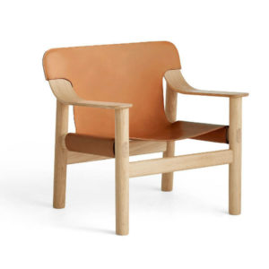 Hay Bernard lounge chair wood and tan leather